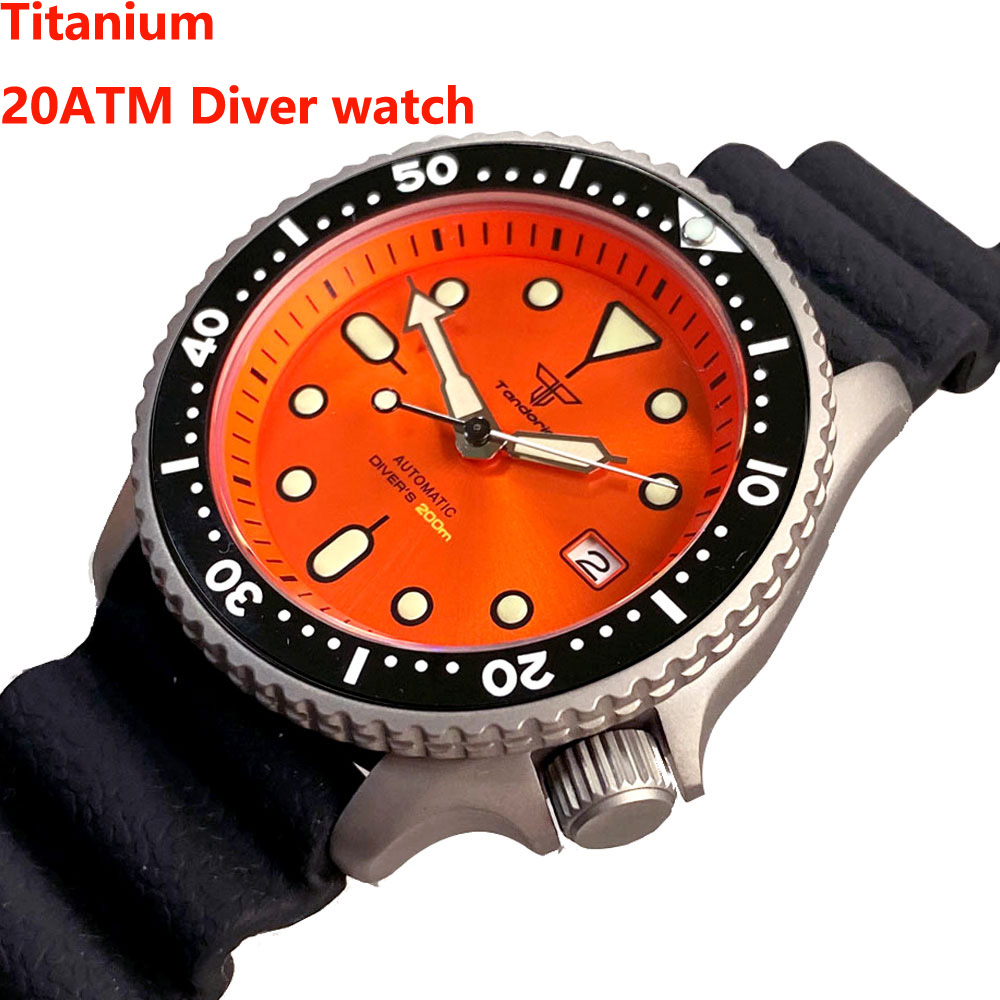 Rubber Strap Diver - タンドリオ 41mm チタン NH35 メンズ腕時計 オレンジ文字盤