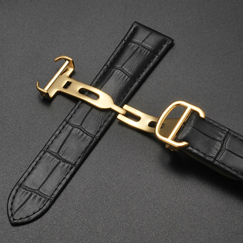 Cartier Watch Tank - 男性と女性のための竹の結び目パターンを備えた本革の時計バンド,ボタン留めの時計ストラップ,キー付き,18mm, 20mm, 22mm, 23mm