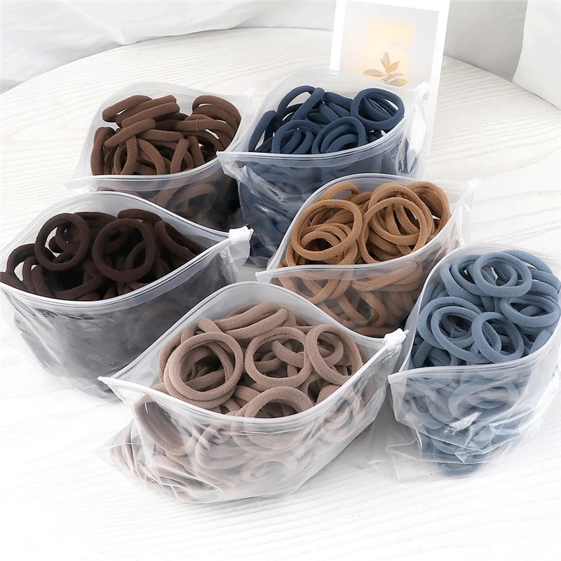 Silicone Band Women - 50 ピース/セット女性ガールズ基本ヘアバンド 4 センチメートルシンプルな無地弾性ヘッドバンドヘアロープネクタイヘアアクセサリーポニーテールホルダー