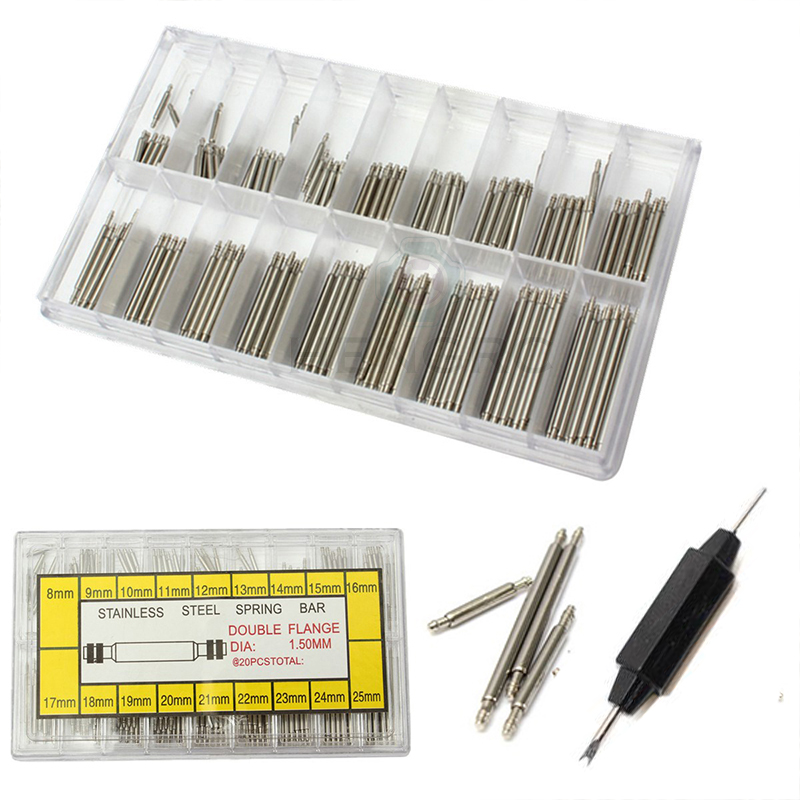 Spring Bar Tool Set - ステンレス鋼のスプリングバーとアクセサリー,270およびピース/セット,8〜25mm,ベルト修理ツール