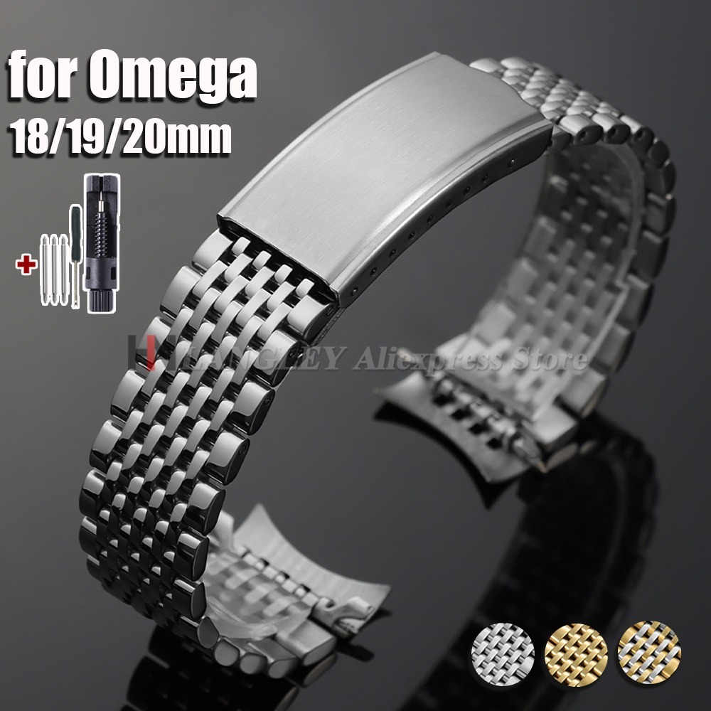 Omega Watch Speedmaster - 18 ミリメートル 19 ミリメートル 20 ミリメートルステンレス鋼時計ストラップオメガシーマスタースピードマスター用カーブエンドメタルストラップビジネス交換用ブレスレット