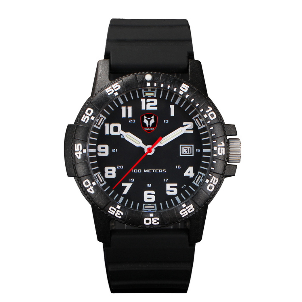 Rubber Strap Diver - Haylgnox-メンズパイロットスポーツウォッチ,耐水性,10atm腕時計,カーボンファイバー,発光,ラバーストラップ