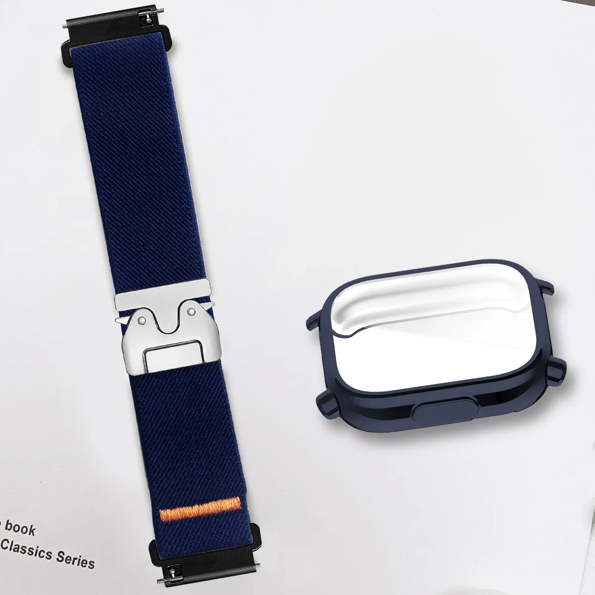 Parachute Strap Elastic - Redmi Watch 5/5 Lite用 ナイロンストラップ+TPUケース、伸縮性ブレスレット、パラシュートバックル、耐衝撃ウォッチカバー