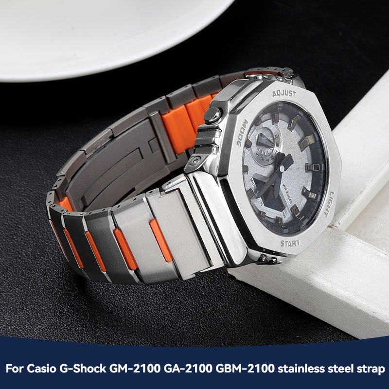 Casio Watch G-Shock Ga-2100 - カシオGショックGM-2100 GA-2100 GBM-2100用、八角形ステンレススチールブレスレット、フルメタル交換用腕時計バンド（メンズ）