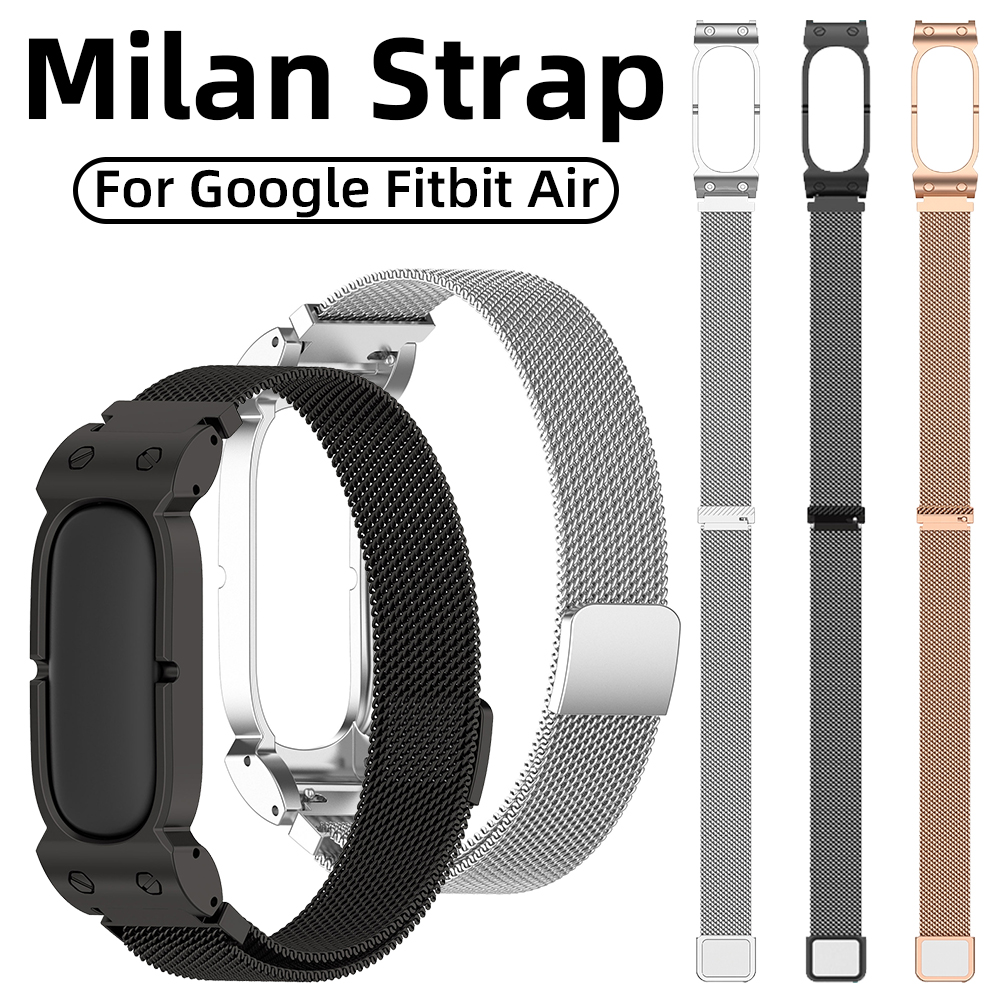 Mesh Strap Metal - ミラネーゼ時計バンド Fitbit Air 用ステンレス鋼メッシュストラップ交換用磁気ブレスレット金属リストバンド男性女性