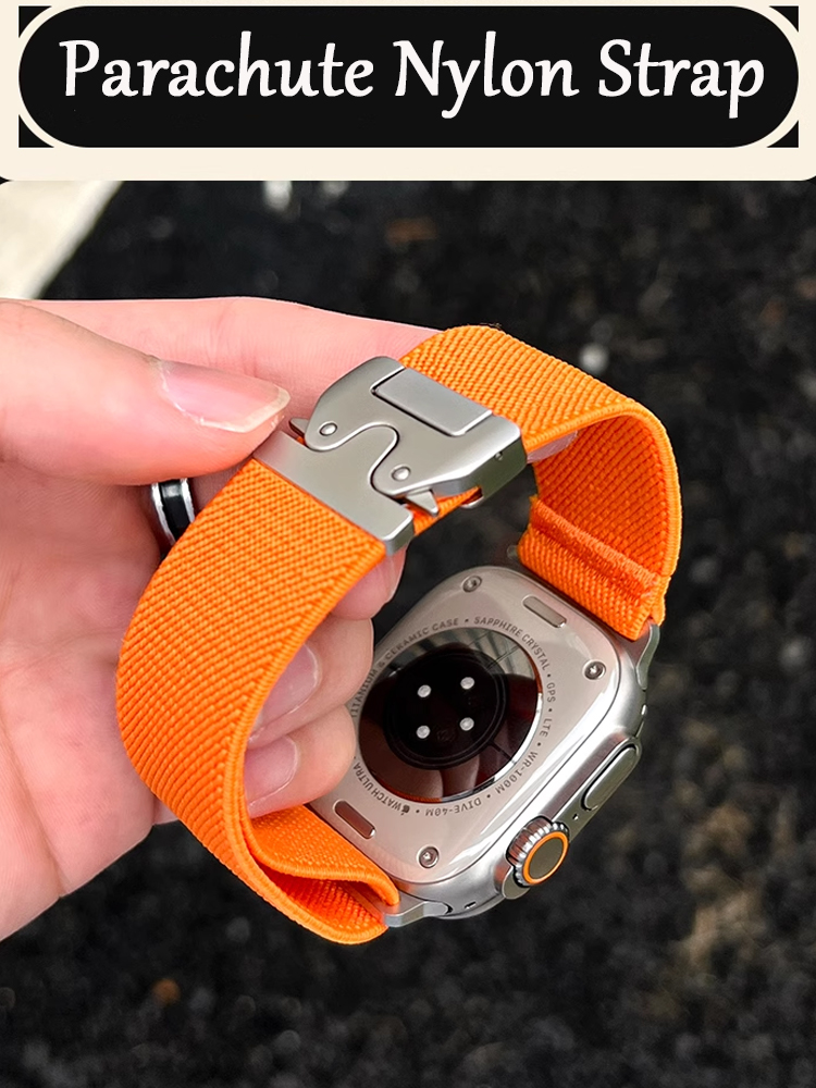 Parachute Strap Elastic - Apple Watch Ultra 2用ストラップ,パラシュートブレスレット,iwatchシリーズ10,9,8,7,6,3,se,49mm, 45mm, 46mm,