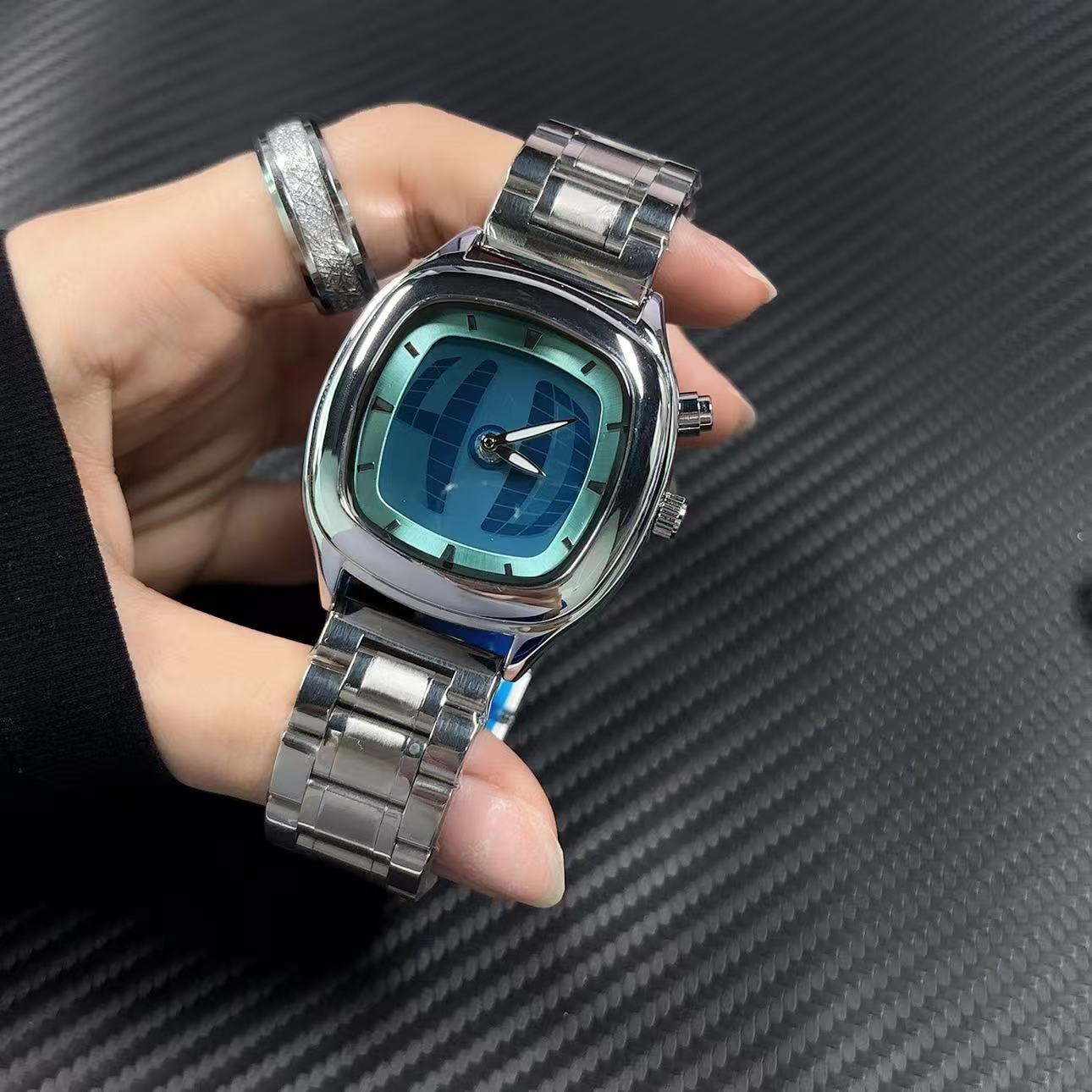 Tropic Strap Vintage - PAAZOMU メンズクォーツ時計ファッションスクエアカラフルなダイヤル防水発光スポーツマン時計ステンレス鋼ストラップビジネス時計