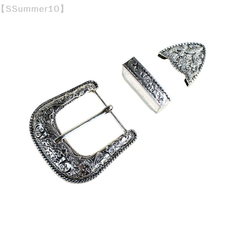 Buckle Pin Ss - 【SSummer10】1セット3ピースベルトバックルセットヴィンテージ彫刻ピンバックルセットDIYレザーウエストバンドパーツアクセサリー【SS】