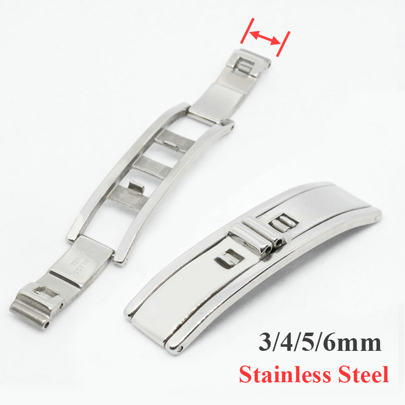 Butterfly Clasp Deployant - バタフライウォッチバックル、ステンレススチール、ダブルプル折りたたみクラスプ、ウォッチストラップボタン、ウォッチバンドバックル、3mm、4mm、5mm、6mm
