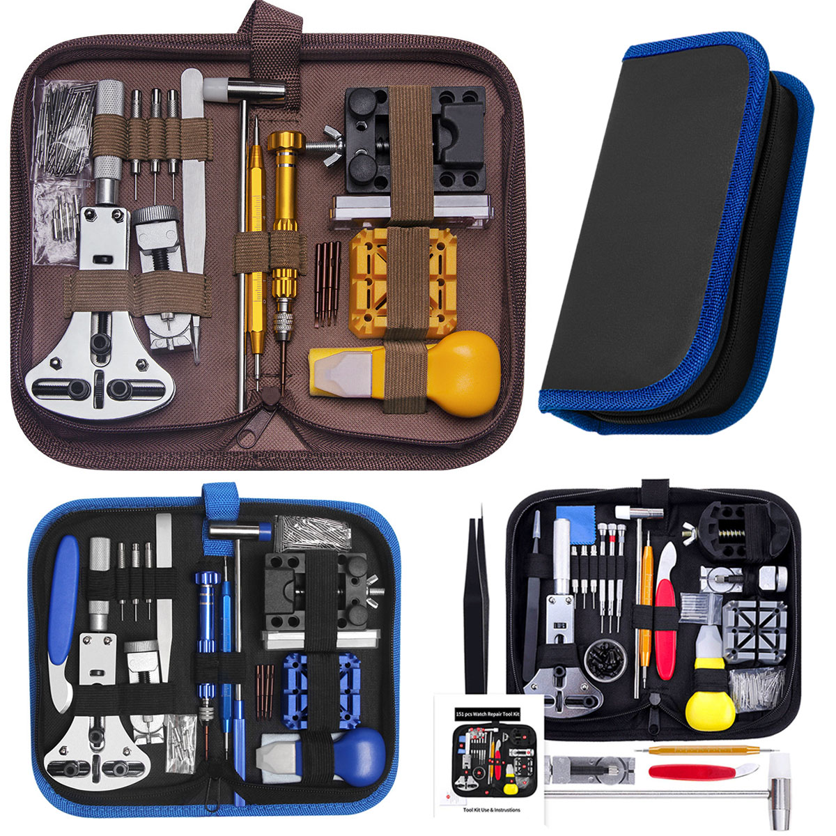 Spring Bar Tool Set - プロ仕様の時計修理ツールキット 時計電池交換ツールキット スプリングバーツールセット ピンセット ハンマー ドライバー