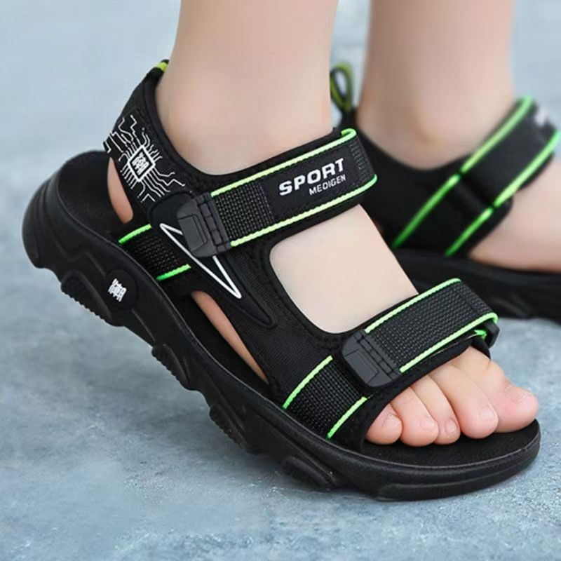 Sport Loop Velcro - 男の子の夏の新しいベルクロビーチサンダルソフトソールノンスリップ通気性中大子供男の子アウトドアカジュアルスポーツサンダル
