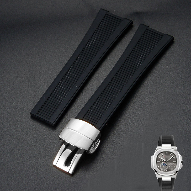 Patek Philippe Watch Nautilus - 男性用シリコンウォッチストラップ,ラバーウォッチバンド,リストバンド,パティック,ノーチラス,5711, 5726, 5712g, 5980, 25mm x
