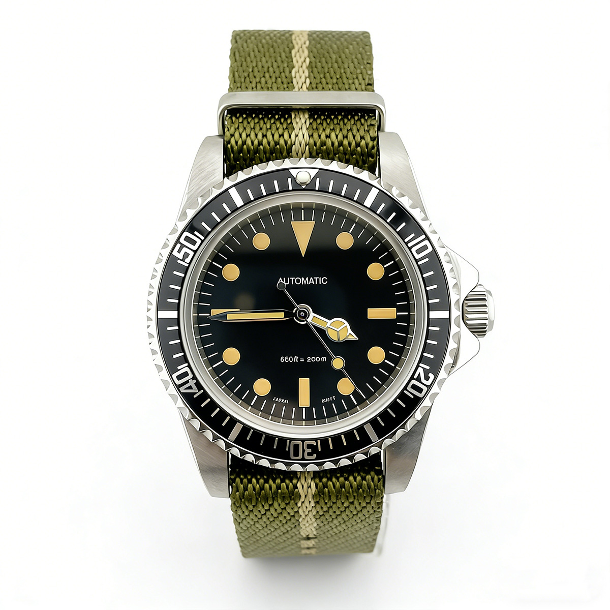 Tropic Strap Vintage - 39.5 ミリメートルダイバーレトロ腕時計サファイアガラスミルサブマリーナーメンズ腕時計 NH35/NH36 自動ミルサブヴィンテージ腕時計ナイロン時計ストラップ