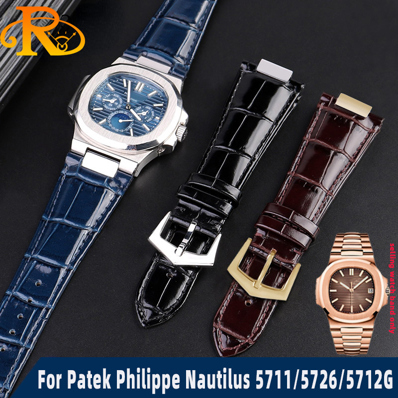 Patek Philippe Watch Nautilus - 本革の時計ストラップ,コネクタ付き腕時計,頬,へこみのブレスレット,5711, 5726, 5712g, 25x13mm