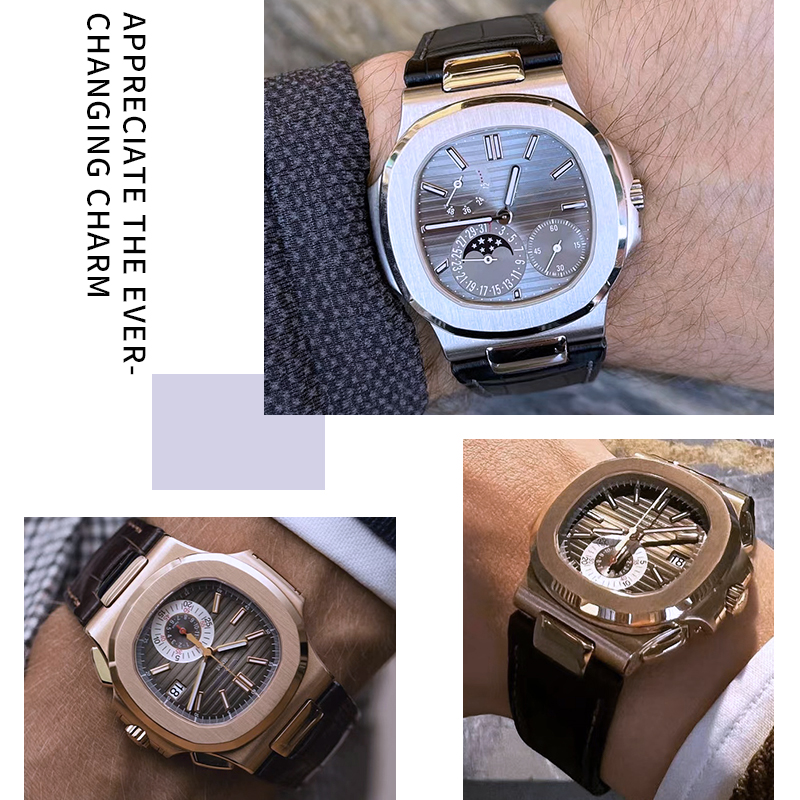 25ミリメートル凹面金属部分本革時計バンドパテックppフィリ - Patek Philippe Watch Nautilus のレビューと価格