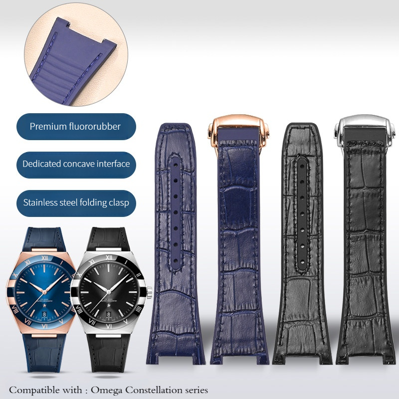 オメガコンステレーションシリーズ用本牛革+FKM時計バンド凹 - Omega Watch Constellation のレビューと価格