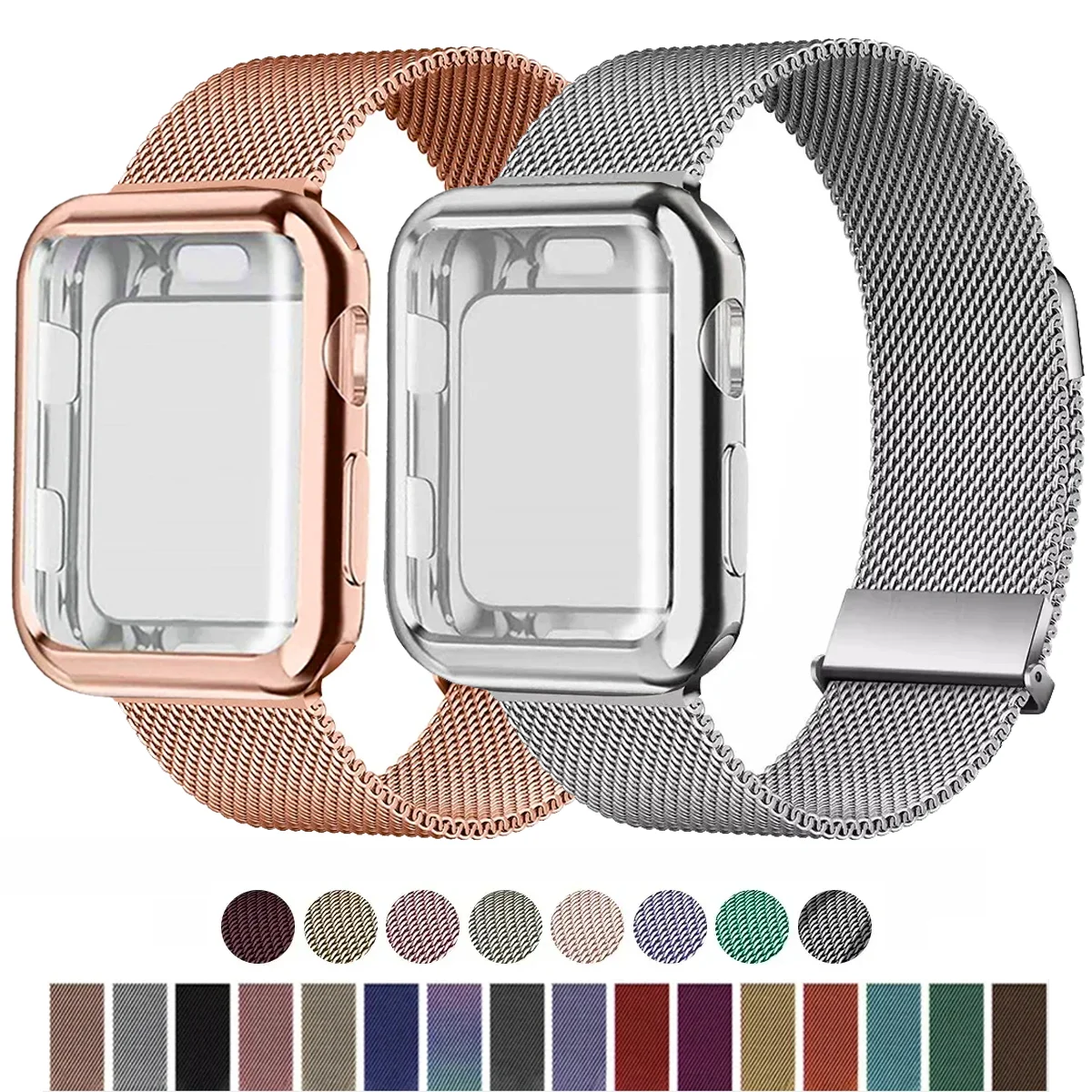 アップルウォッチバンド用ミラネーゼループとケース,メタルブレ - Milanese Loop Magnetic のレビューと価格
