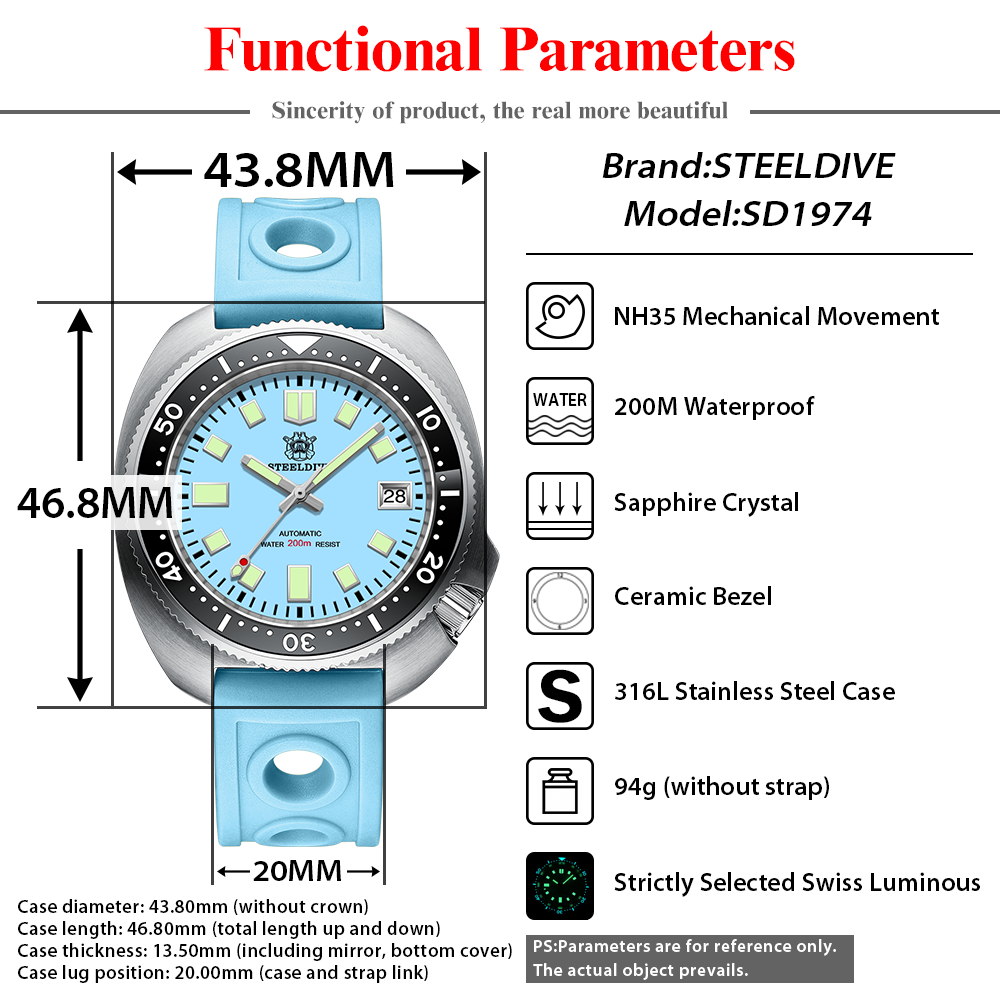 STEELDIVE SD1974 新しい 43.8 ミリメー - Seiko Watch Prospex のレビューと価格