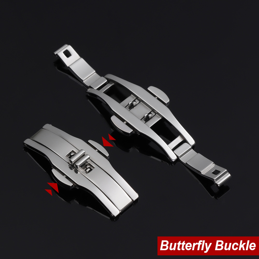 時計アクセサリーダブルプッシュ自動バタフライ時計バンドバック - Butterfly Clasp Deployant のレビューと価格