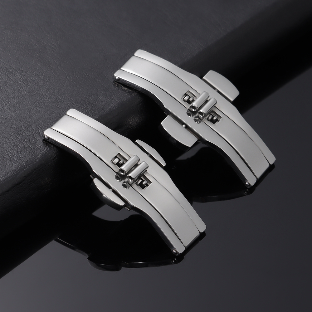 時計アクセサリーダブルプッシュ自動バタフライ時計バンドバック - Butterfly Clasp Deployant のレビューと価格