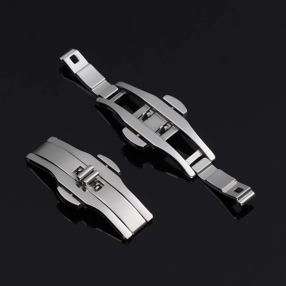時計アクセサリーダブルプッシュ自動バタフライ時計バンドバック - Butterfly Clasp Deployant のレビューと価格