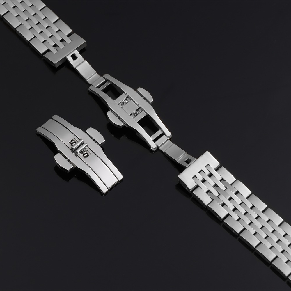 時計アクセサリーダブルプッシュ自動バタフライ時計バンドバック - Butterfly Clasp Deployant のレビューと価格