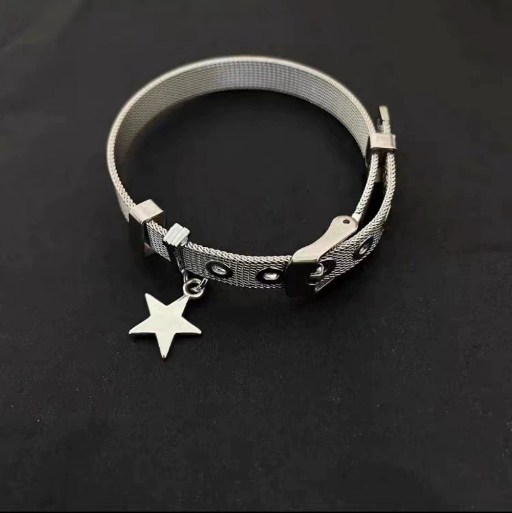 スターチャームブレスレット、メッシュメタル＆レザーストラップ - Mesh Strap Metal のレビューと価格