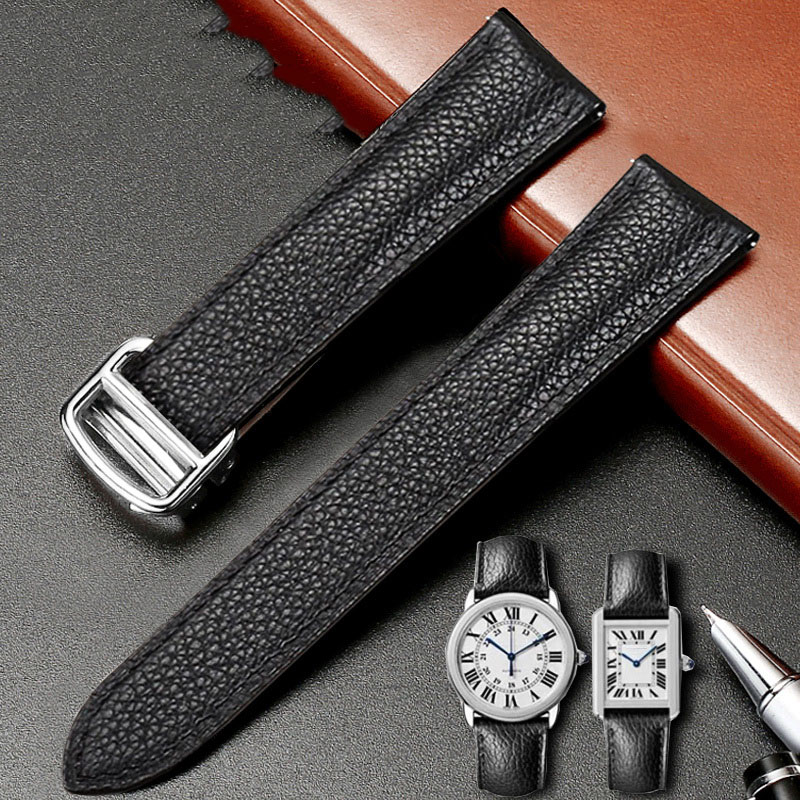カルティエ タンク ソロ ロンド デ時計バンド時計ストラップ - Leather Watch Band Men のレビューと価格