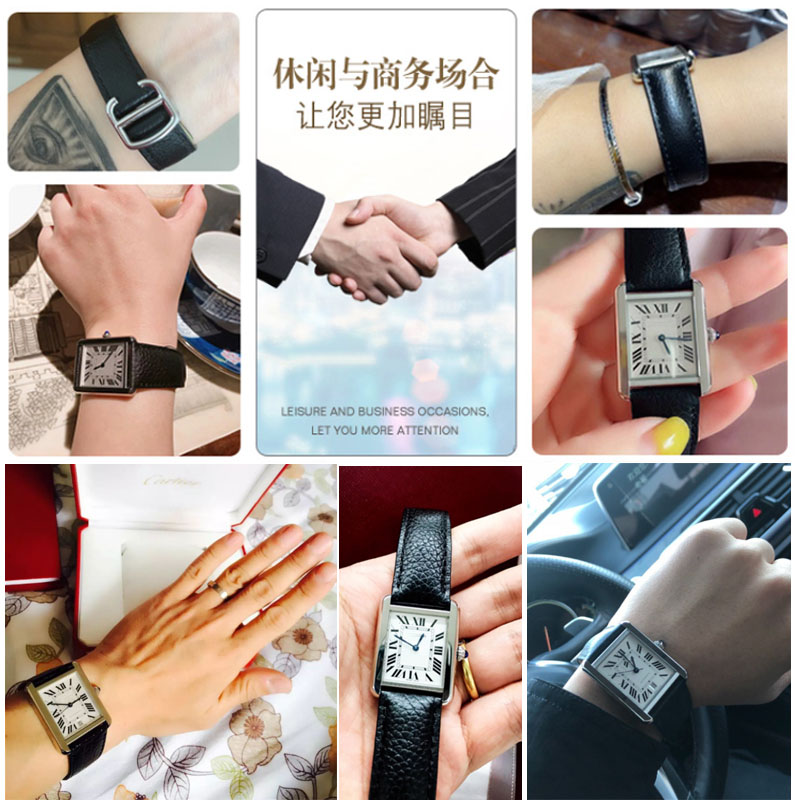 カルティエ タンク ソロ ロンド デ時計バンド時計ストラップ - Leather Watch Band Men のレビューと価格