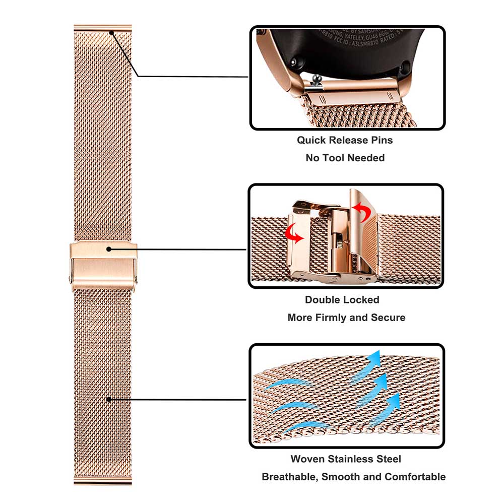 メタルストラップ サムスン ギャラクシー ウォッチ 42mm - Mesh Strap Metal のレビューと価格