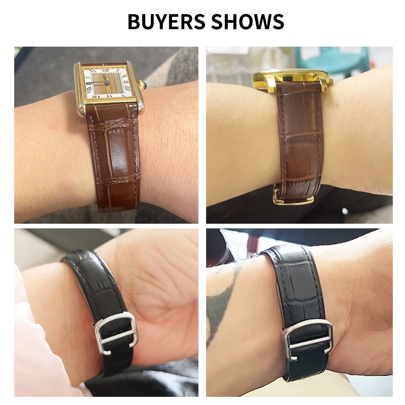 男性と女性のための竹の結び目パターンを備えた本革の時計バンド - Cartier Watch Tank のレビューと価格