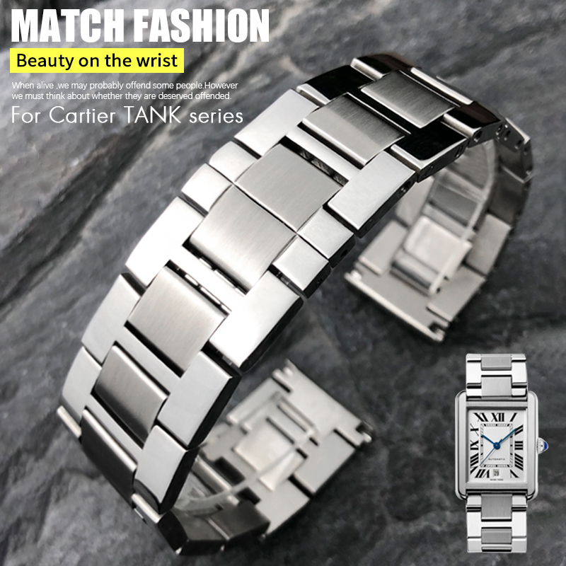 20 ミリメートルファインステンレス鋼高品質時計バンドタンク - Cartier Watch Tank のレビューと価格