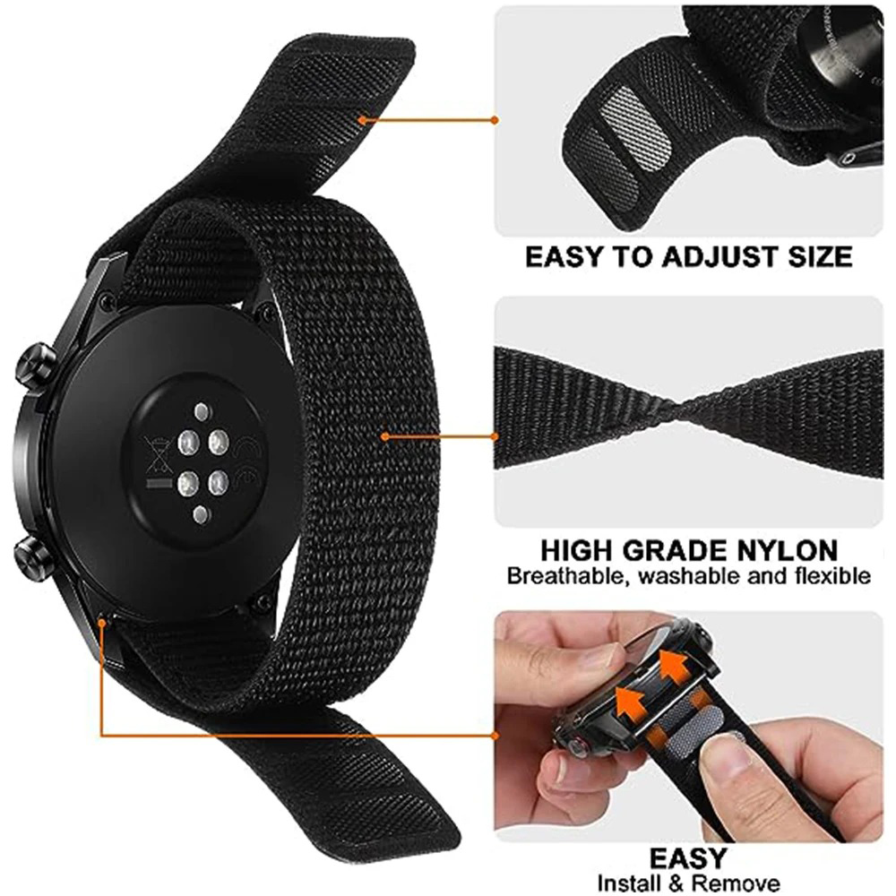 26/22mmフックループナイロン製腕時計ストラップ Gar - Sport Loop Velcro のレビューと価格