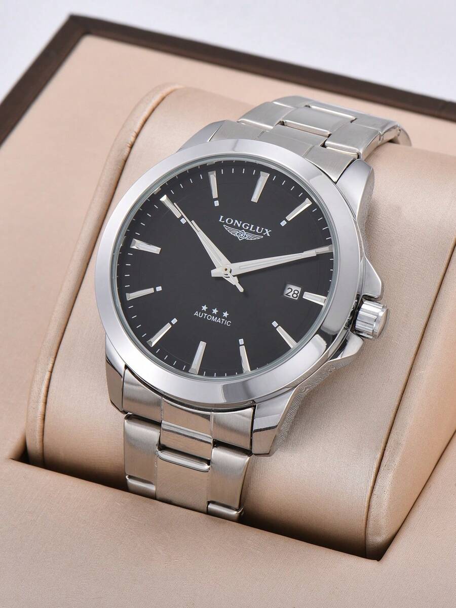 LONGLUX 1pc メンズ自動機械式防水カレンダースチー - Butterfly Clasp Deployant のレビューと価格