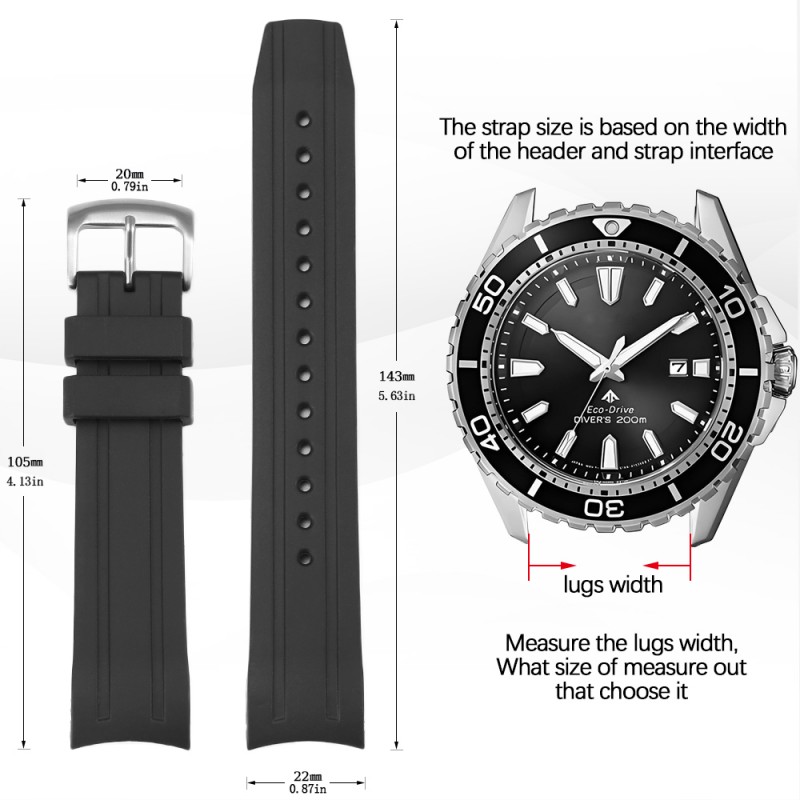 22 ミリメートル湾曲エンドシリコン時計バンドシチズンプロマ - Citizen Watch Promaster のレビューと価格