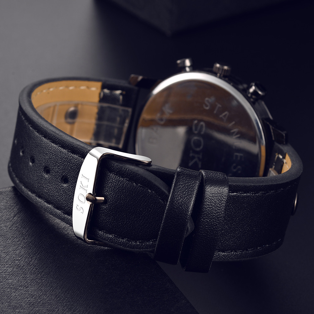 洗練されたメンズウォッチ シックなブラウンレザーバンド クォ - Leather Watch Band Men のレビューと価格