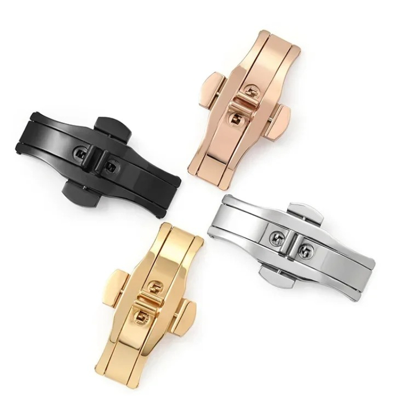 ポリッシュステンレス鋼バックル時計バンドボタンバタフライクラ - Butterfly Clasp Deployant のレビューと価格
