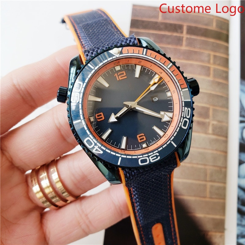 メンズGMTダイビングウォッチ、ブルーとオレンジのツートンベ - Rubber Strap Diver のレビューと価格