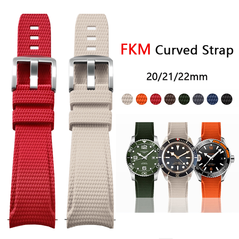 湾曲型FKMストラップ ユニバーサルクイックリリース フルオ - Rubber Strap Diver のレビューと価格