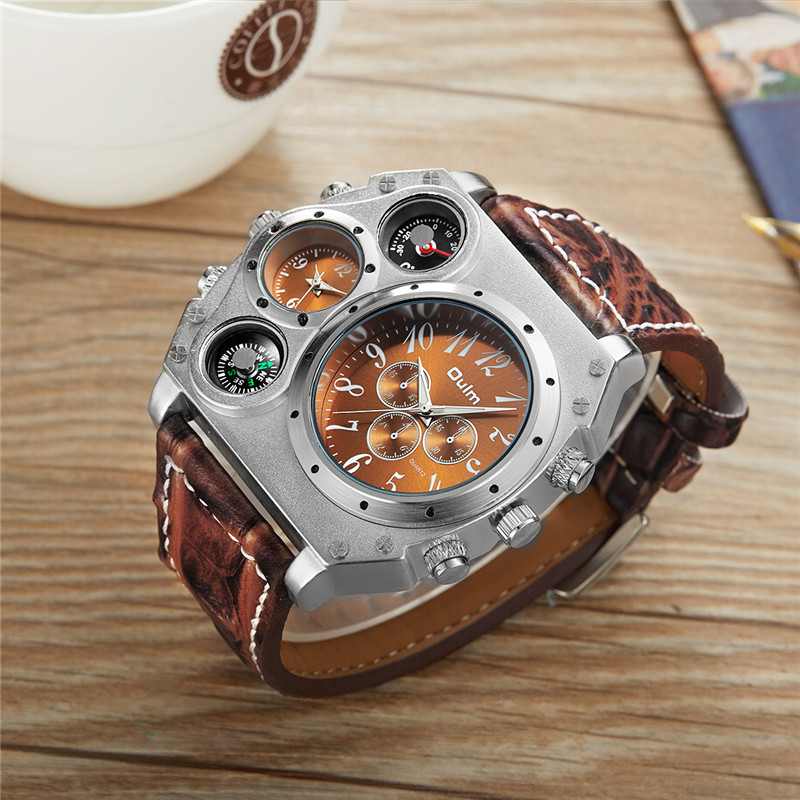 新モデル OULM 腕時計メンズクォーツスポーツレザーストラ - Leather Watch Band Men のレビューと価格