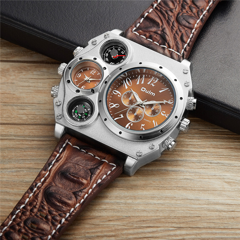 新モデル OULM 腕時計メンズクォーツスポーツレザーストラ - Leather Watch Band Men のレビューと価格