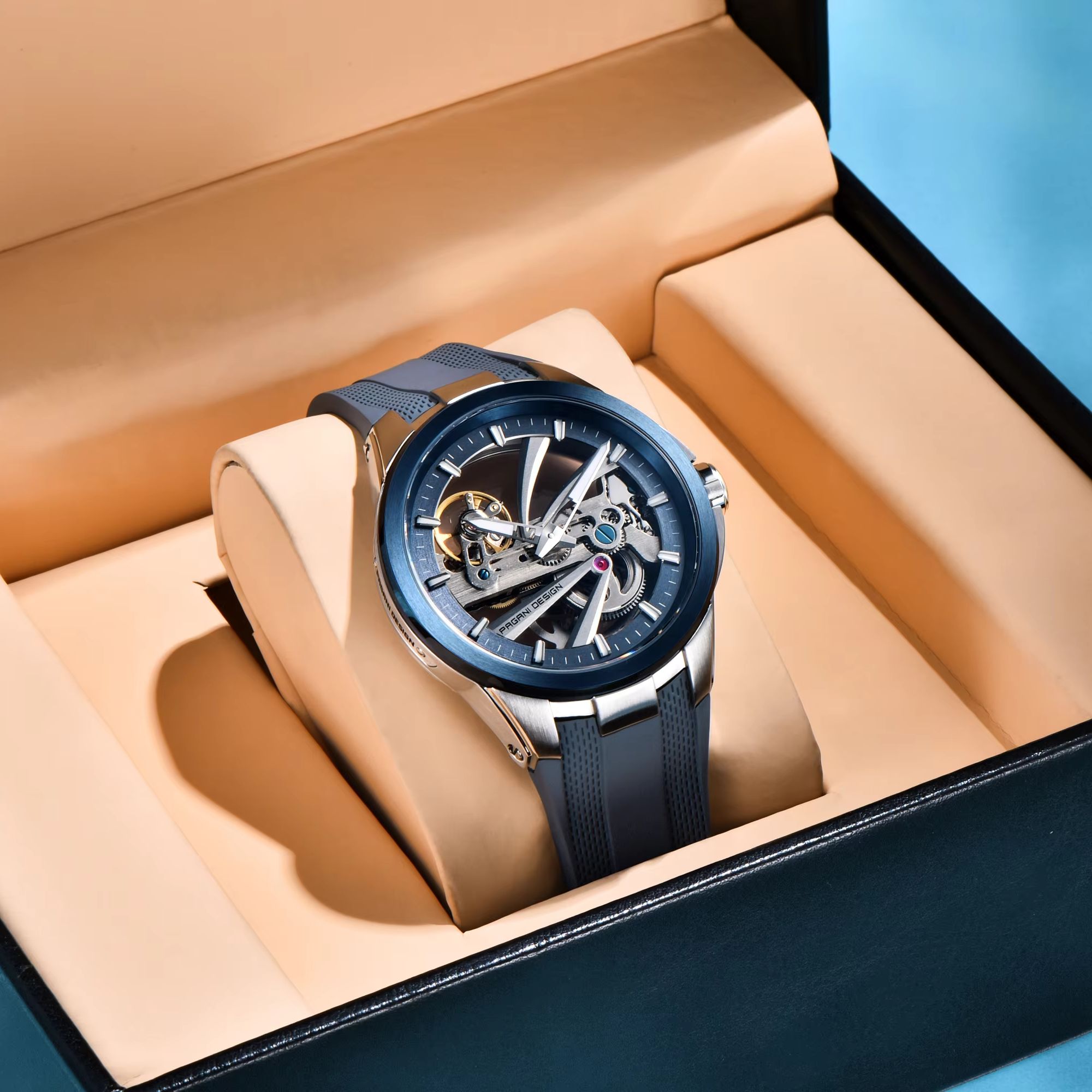 パガーニデザイン男性トレンディな機械式時計サファイア発光中空 - Rubber Strap Diver のレビューと価格