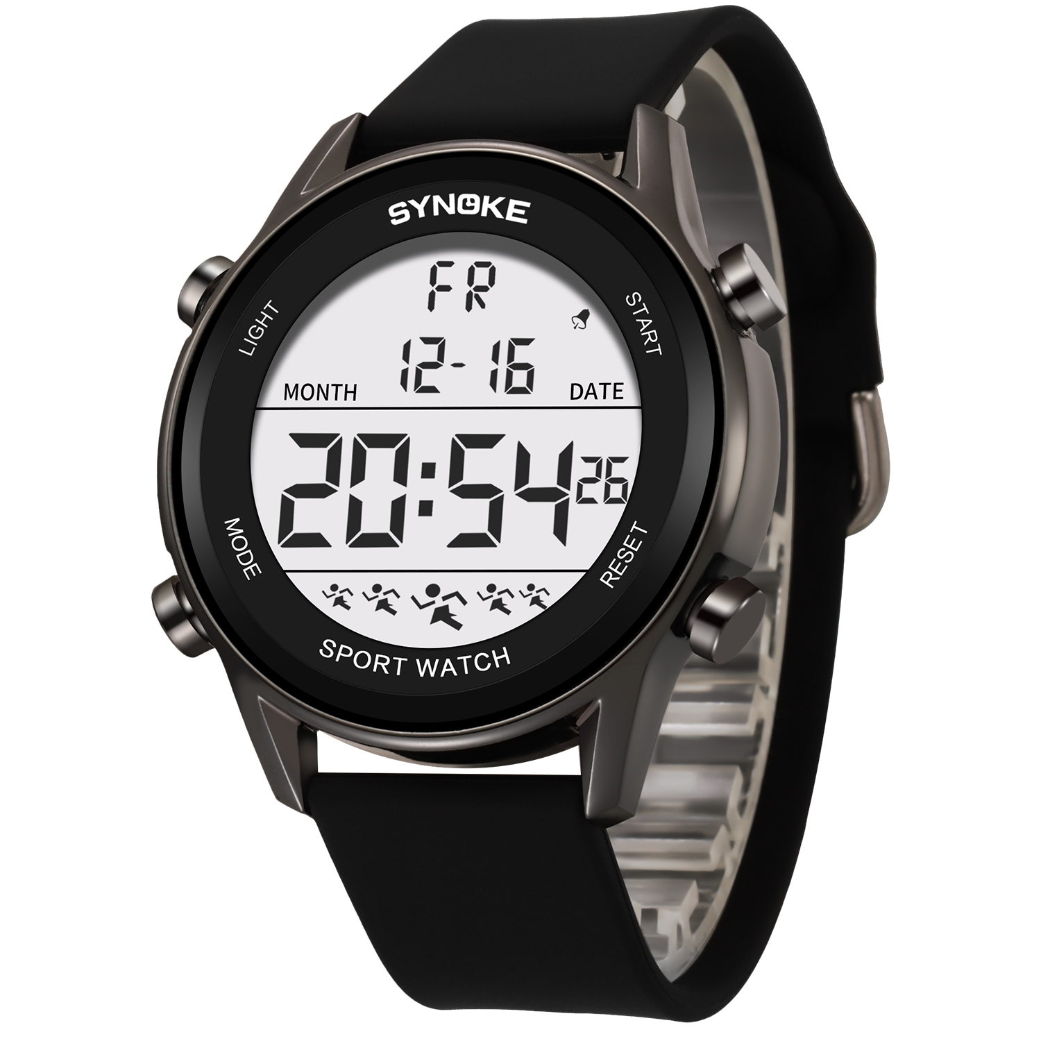 男性用デジタル時計,大画面と大きなシリコンストラップを備えた - Rubber Strap Diver のレビューと価格