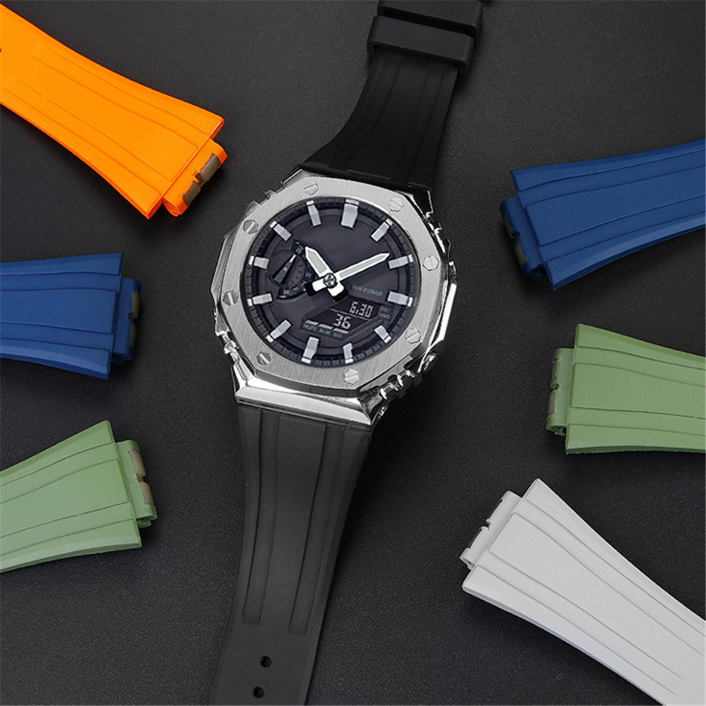 男性用プレミアムコーティングされたラバーウォッチ,メタルバッ - Casio Watch G-Shock Ga-2100 のレビューと価格