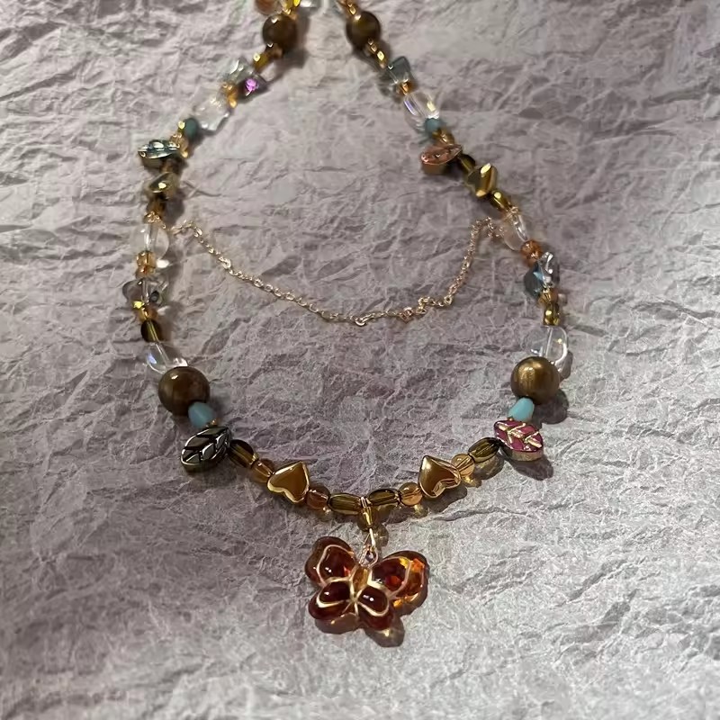 ボヘミアンナチュラルタイガーアイストーンビーズネックレスセッ - Butterfly Clasp Deployant のレビューと価格