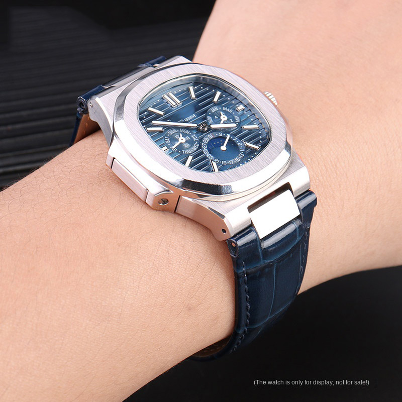 本革の時計ストラップ,コネクタ付き腕時計,頬,へこみのブレス - Patek Philippe Watch Nautilus のレビューと価格