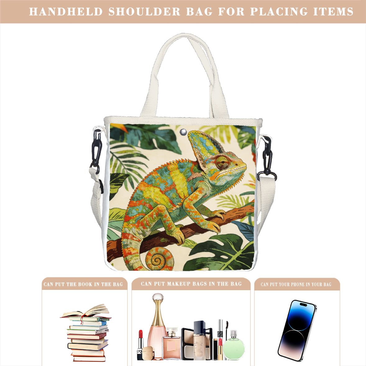 ヴィンテージ ボタニカル カメレオン トートバッグ、調節可能 - Tropic Strap Vintage のレビューと価格
