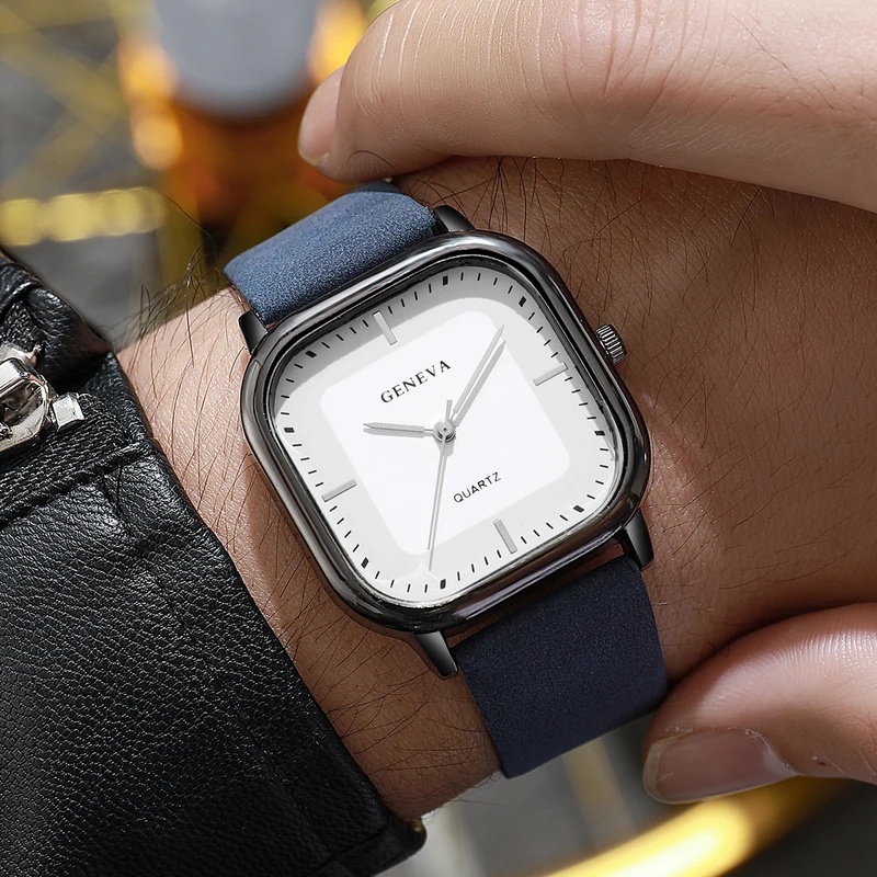 ファッショナブルなクラシックスクエアダイヤルメンズウォッチシ - Leather Watch Band Men のレビューと価格