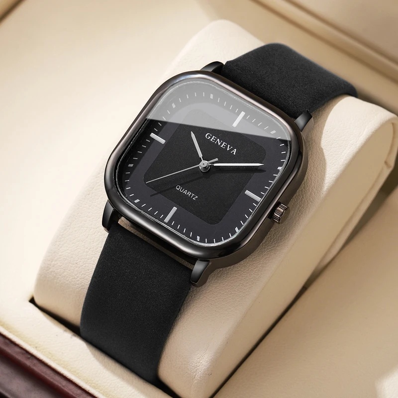 ファッショナブルなクラシックスクエアダイヤルメンズウォッチシ - Leather Watch Band Men のレビューと価格